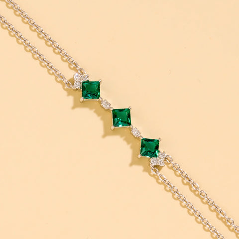 Buy now Forma White Gold Bracelet In Emerald and Diamond By Bespoke Jewellery London
