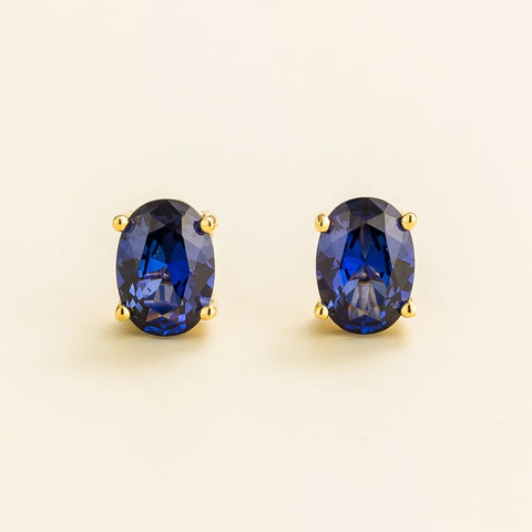 Buy blue sapphire earrings online Ova Gold Earrings Set With Blue Sapphire By Juvetti London