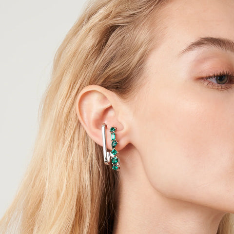 Buy Now Amore Gold Earrings Emerald and Diamond By Bespoke Jewellery London By Bespoke Jewellery London