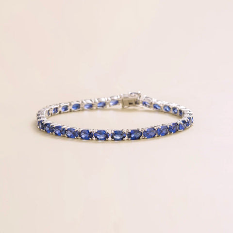 Buy Blue Sapphire Bracelet Online - Salto white gold tennis bracelet set with Blue sapphire