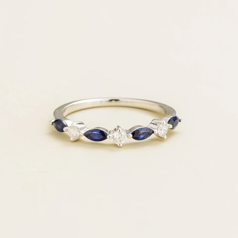 Buy Blue Sapphire Jewellery Online in UK - Markiz White Gold Ring In Blue Sapphire and Diamond