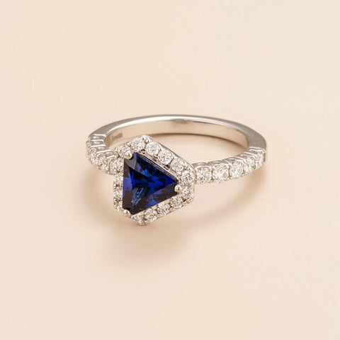 Buy Blue Sapphire Ring as a gift - Diana White Gold Ring Blue Sapphire and Diamond