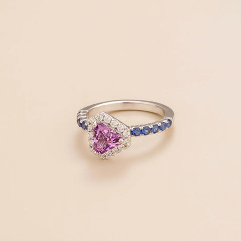 Buy Jewellery Online Diana White Gold Ring Purple Sapphire Diamond and Blue Sapphire