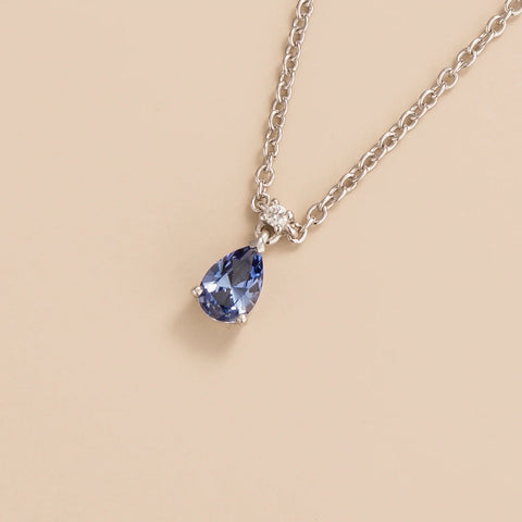 Buy Now Ori small pendant necklace in Pastel blue sapphire and Diamond set in White gold