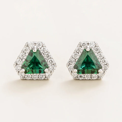 Buy Online Diana White Gold Earrings Emerald and Diamond