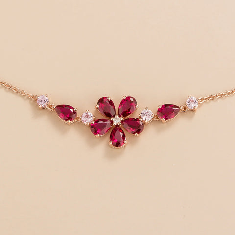Buy Online Florea Rose Gold Necklace Ruby Pink Sapphire and Diamond