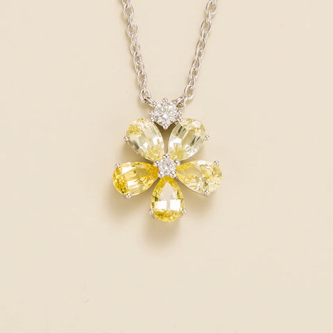 Buy Online Florea White Gold Necklace Yellow Sapphire and Diamond