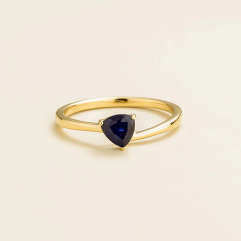 Buy Online Trillion gold ring set with Blue sapphire