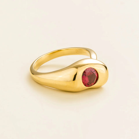 Fava Ring In Ruby Set In Gold