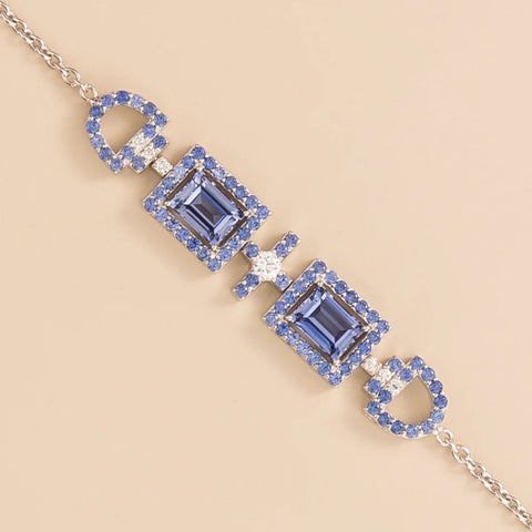 Online gift Ciceris White Gold Bracelet Pastel Blue Sapphire and Diamond