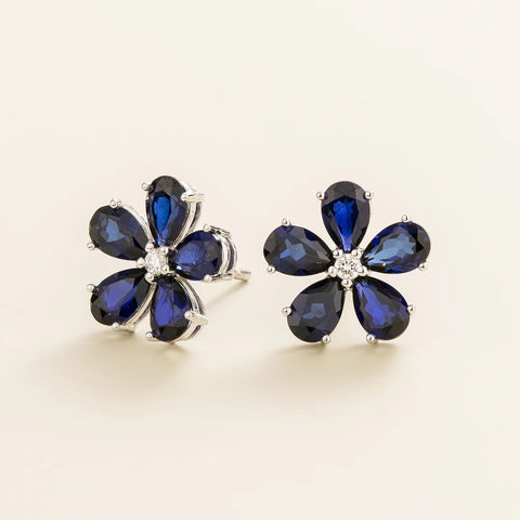 Order Earrings UK Florea White Gold Earrings Blue Sapphire and Diamond By Juvetti London