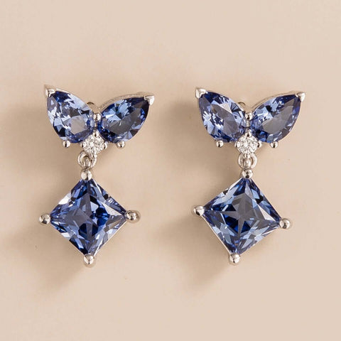 Order Jewellery Online UK Amore White Gold Earrings Pastel Blue Sapphire and Diamond By Juvetti London