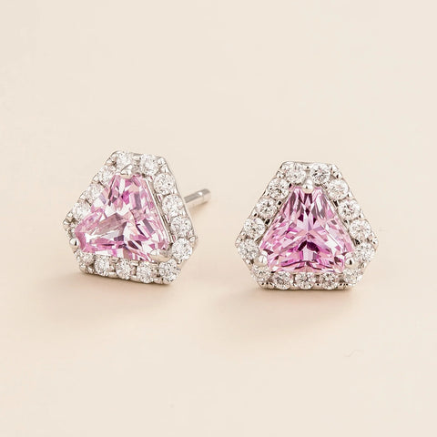 Diana White Gold Earrings Pink Sapphire and Diamond Best London Jewellery Store