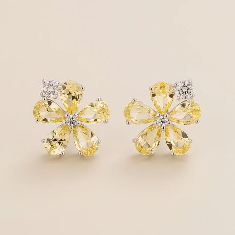 Order Gift Online Florea White Gold Earrings Yellow Sapphire and Diamond