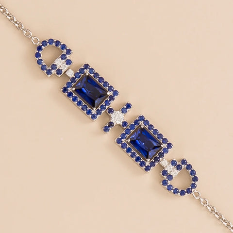 Order Jewellery Gift Ciceris White Gold Bracelet Blue Sapphire and Diamond
