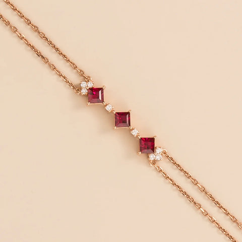Order Jewellery Online Forma Rose Gold Bracelet Set With Ruby and Diamond