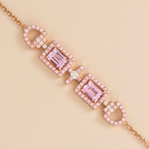 Order Jewellery Online London Ciceris Rose Gold Bracelet Pink Sapphire and Diamond