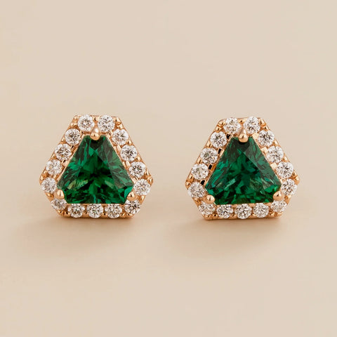 Order Online Diana Rose Gold Earrings Emerald and Diamond