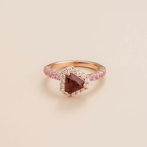Order Online Diana Rose Gold Ring In Ruby Diamond and Pink Sapphire