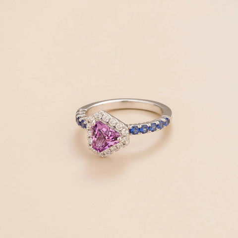 Order Online Diana White Gold Ring Purple Sapphire Diamond and Blue Sapphire
