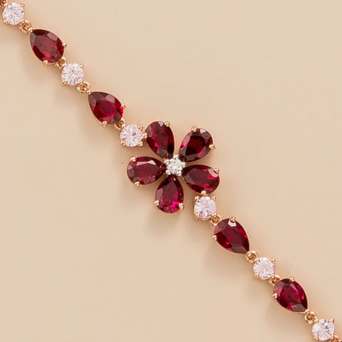 Order Online Florea Rose Gold Bracelet In Ruby, Pink Sapphire and Diamond