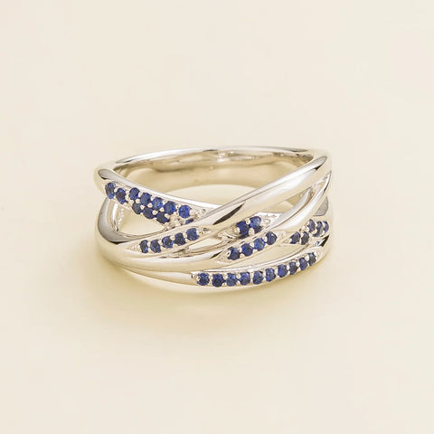 Order Online Val White Gold Ring Set With Blue Sapphire