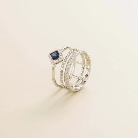 Order Ring Online - Amici White Gold Ring In Blue Sapphire and Diamond