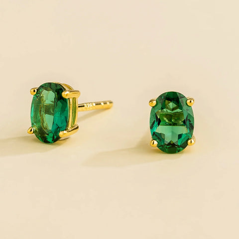 Get Now Ova Gold Earrings Set With Emerald