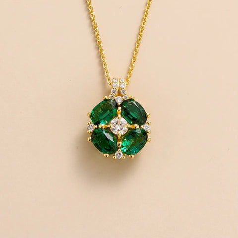 Online Jewellery Store Order Pristi Gold Necklace Diamond and Emerald