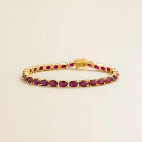 Salto Gold Tennis Bracelet Set With Ruby