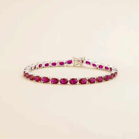 Salto white gold tennis bracelet set with Ruby