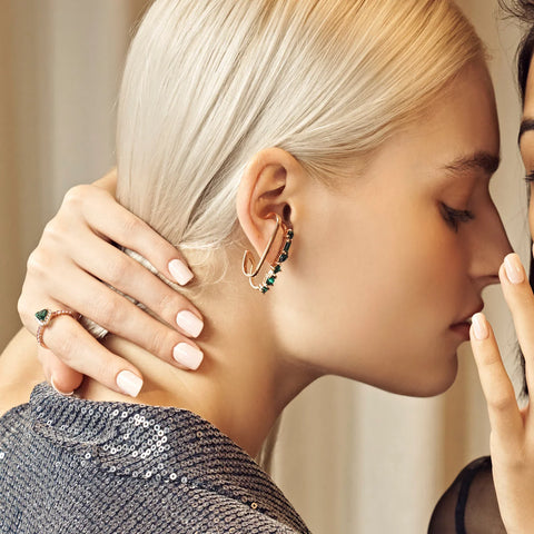 Buy Now Serene Rose Gold Earrings Set With Emerald By Bespoke Jewellery London
