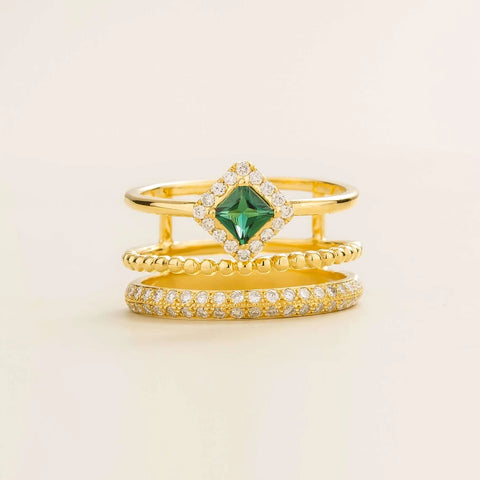 buy online Amici gold ring in Emerald and Diamond