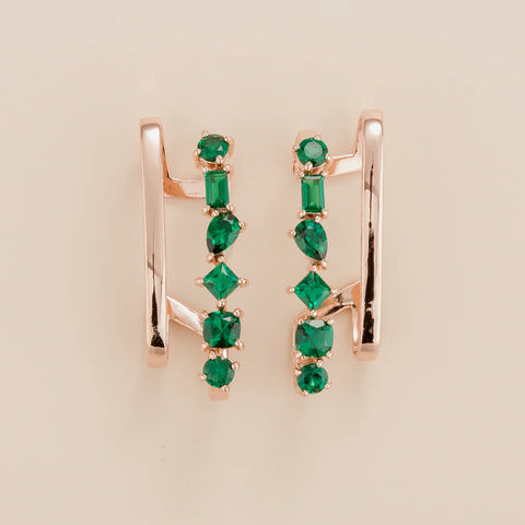 buy online Serene rose gold earrings set with Emerald