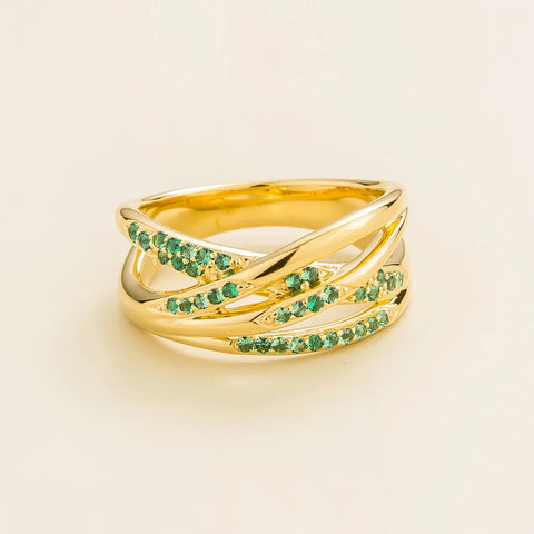 buy online Val gold ring set with Emerald