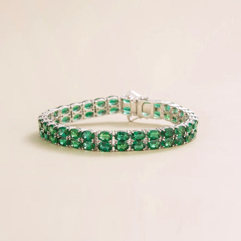 buy online from Juvetti Salto double tennis bracelet in Emerald set in White gold