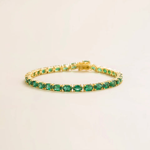 buy online from Juvetti Salto gold tennis bracelet set with Emerald