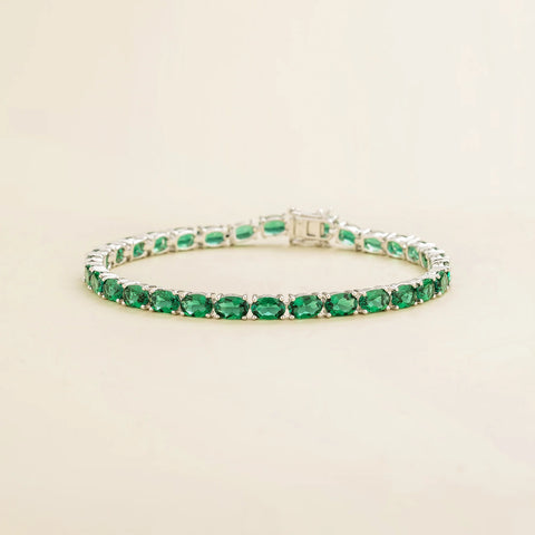 buy online from Juvetti Salto white gold tennis bracelet set with Emerald