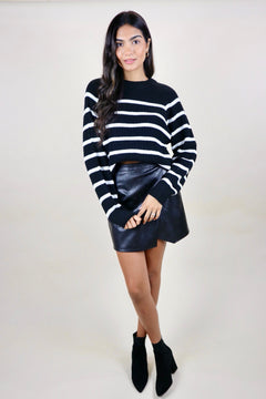 Black and White Sami Color Block Knit Sweater