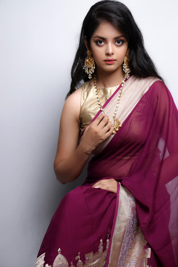 Georgette Saree - Aura Benaras