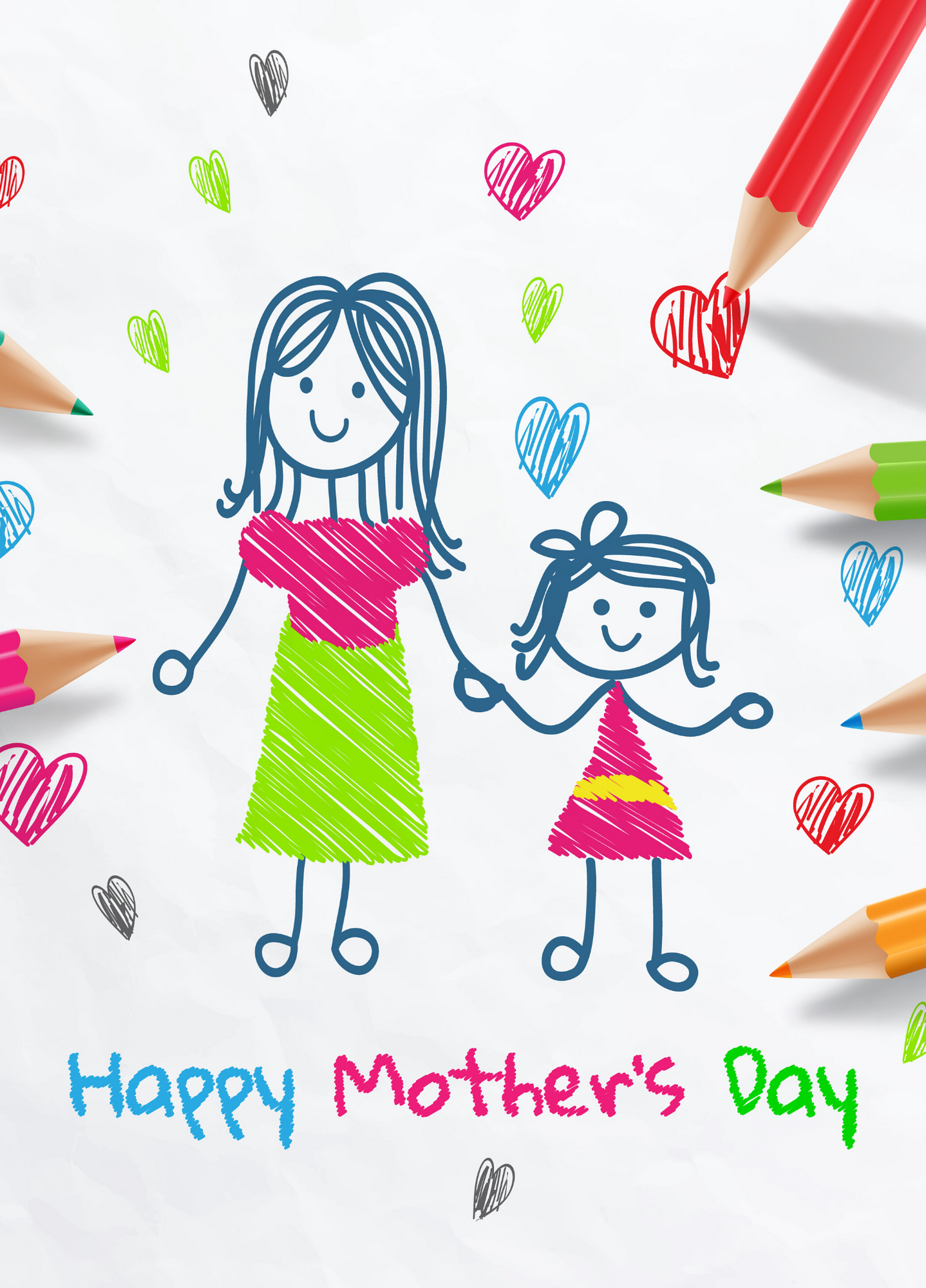 Happy Mother's day Greeting Poster with Women Sketch Design Vector  illustration