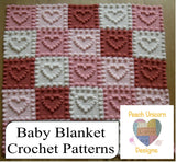 Baby Blankets to Crochet Hearts Motifs best DK easy 8-ply puff pattern