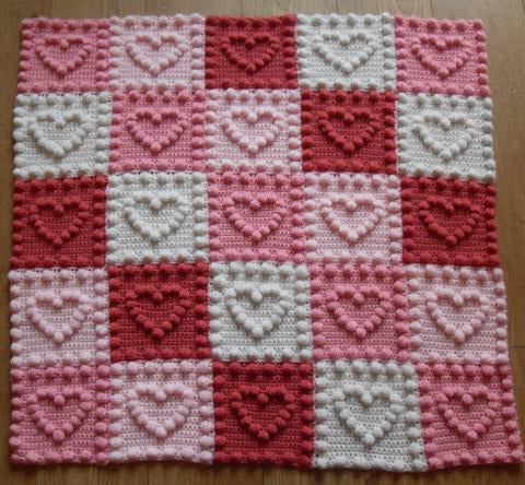 Baby Blankets to Crochet pattern with Puff Hearts DK