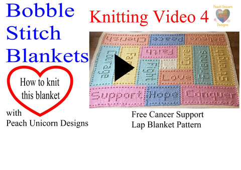How to knit a Bobble Stitch Blanket with Peach Unicorn Designs Knitting Video