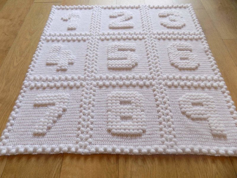 Baby Blankets to Crochet Numbers one piece dk uk Puff stitch 