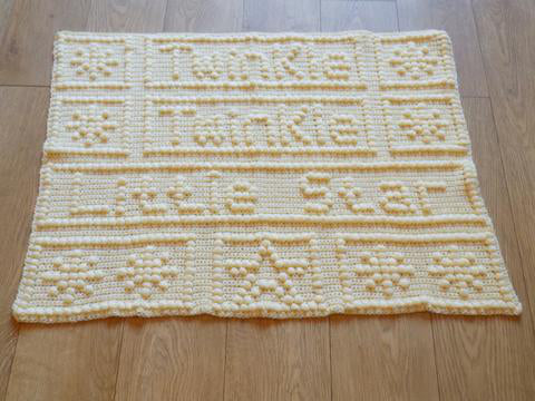 Baby Blankets to Crochet puff stitch words Twinkle Twinkle Little Star dk