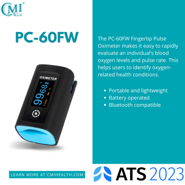 CMI Health PC-60FW Digital Fingertip Oximeter, AsthmaGo App Compatible