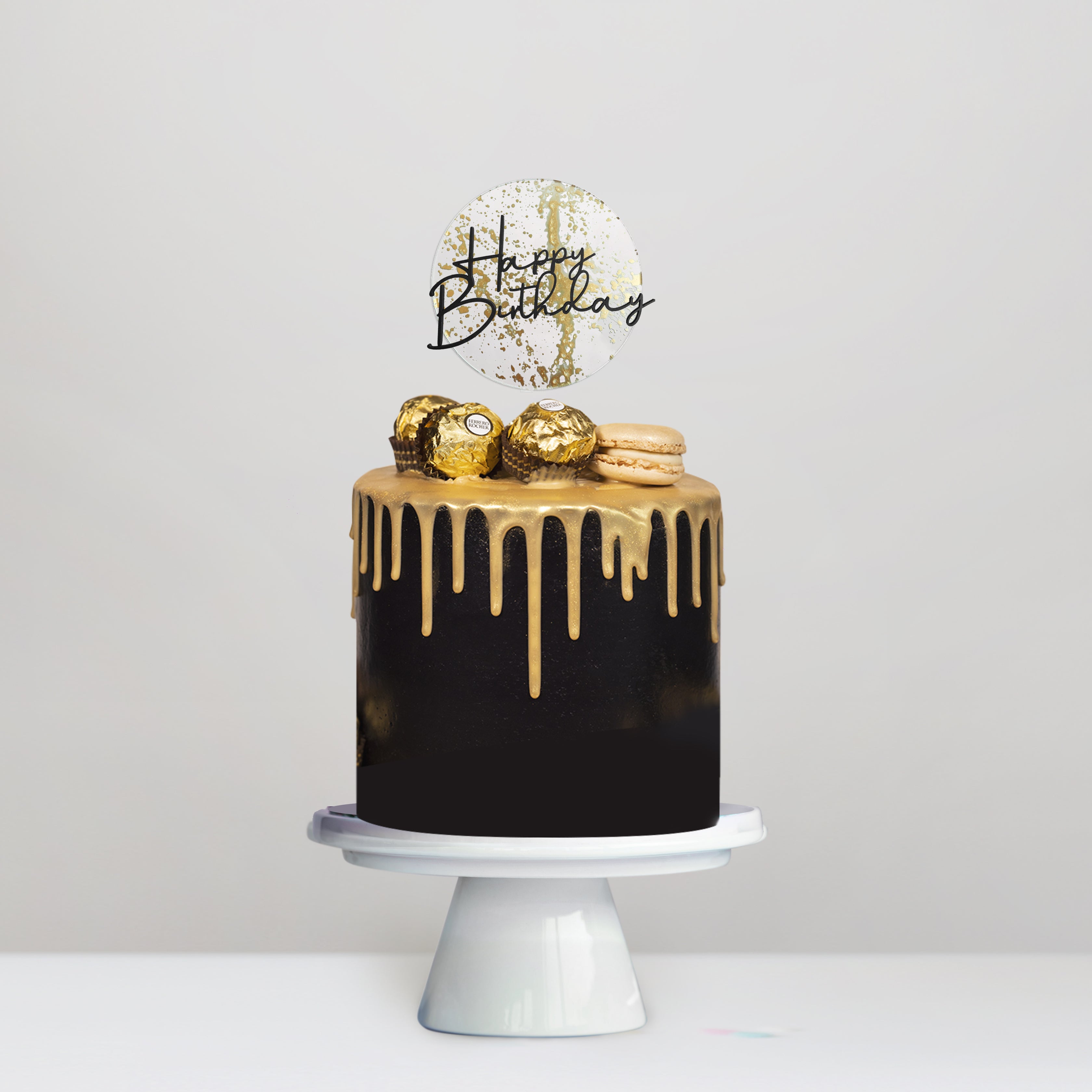Cake Topper Happy Birthday Acrílico Dripping – topperland