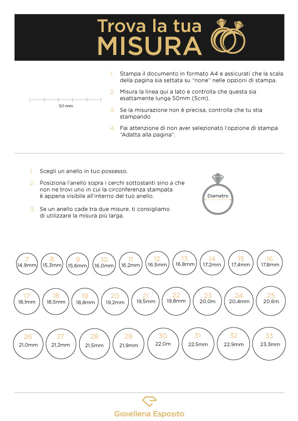 Guida alla misura anelli – GIOIELLERIA ESPOSITO