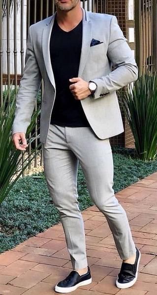 grey suit casual